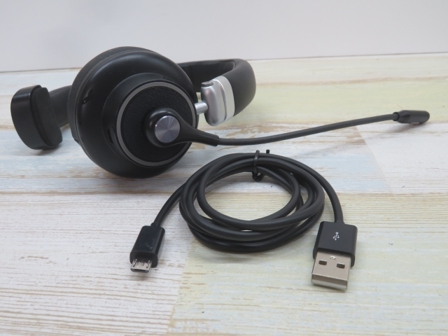 ■ELECOM LBT-HSOH12 片耳ヘッドセット ブラック エレコム 片耳ヘッドホン USBケーブル付き USED 94808■！！
