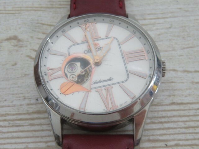 ●●ORIENT DB01-Q1 CA 腕時計 自動巻き アナログ 3針 オリエント 表/裏面一部スケルトン ジャンク USED 95249●●！！