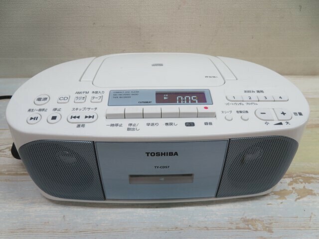 ★TOSHIBA TY-CDS7 CDラジオカセットレコーダー ブルー 録音/再生/REC 東芝 電源コード付き 難あり 95251★！！