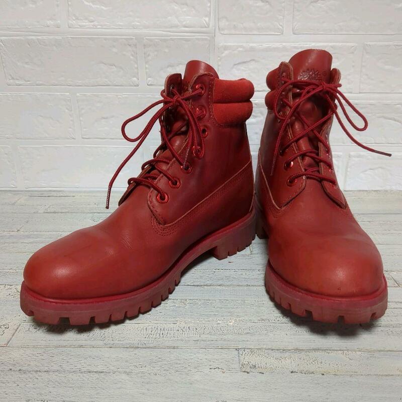 希少カラー　Timberland　ティンバーランド　25.5　赤　6インチ　WP