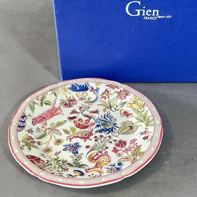 ◆ GIEN ジアン フランス製 廃盤品 JARDIN IMAGINAIRE ジャルダンイマージュ プレート 径19.2㎝ ◆