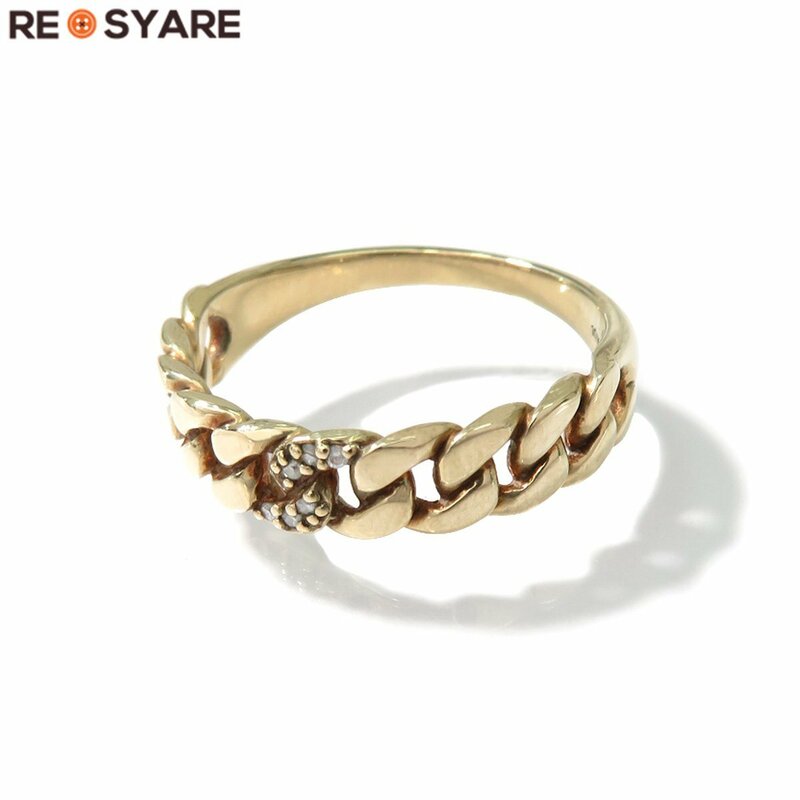 美品 AVALANCHE アヴァランチ ダイヤモンド × 10K YG イエローゴールド マイアミチェーン リング 指輪 ユニセックス 46459