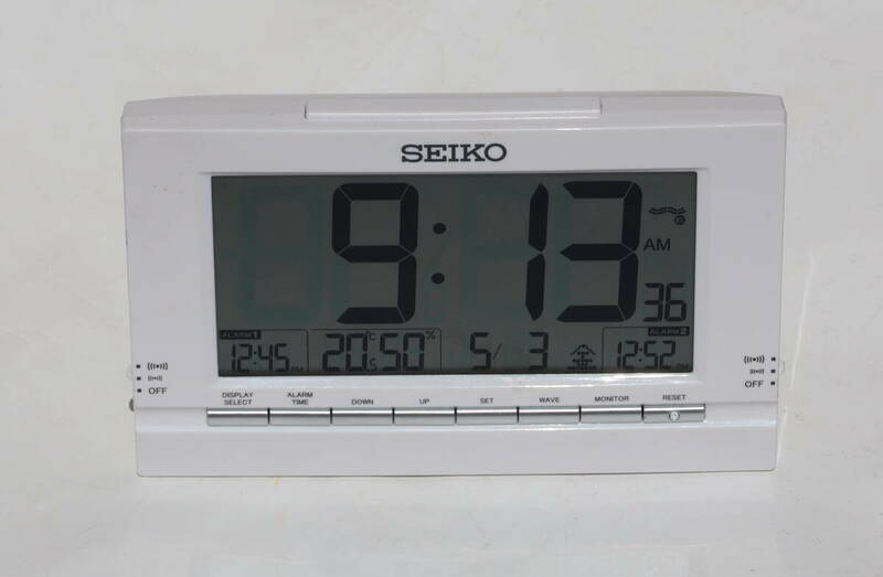 SEIKO セイコー 電波目覚まし時計 デジタル アラーム2チャンネル 温度・湿度表示付 SQ323W 