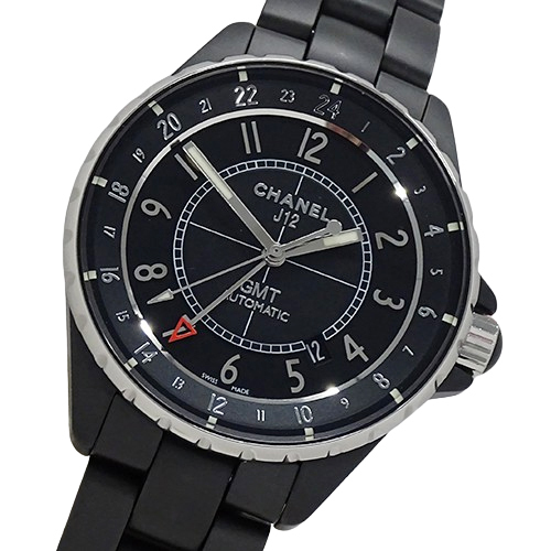 シャネル CHANEL 時計 メンズ ブランド J12 GMT デイト 自動巻き AT ステンレス SS ブラックセラミック H3101 マット 磨き済み