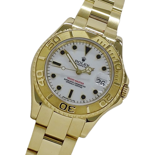 ロレックス ROLEX ヨットマスター 68628 T番 時計 ボーイズ ブランド デイト 自動巻き AT 750YG 18K 金無垢 ゴールド ホワイト 磨き済み