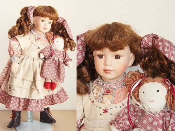 女の子のオルゴールドール　ポーセリンドール　ビスクドール　西洋人形　女の子　陶器　レトロ　ビンテージ　アンティーク　H4
