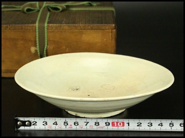 【銀閣】李朝 白磁 平皿 φ16.5cm 高麗 朝鮮古陶磁 旧家蔵出(AZ953)