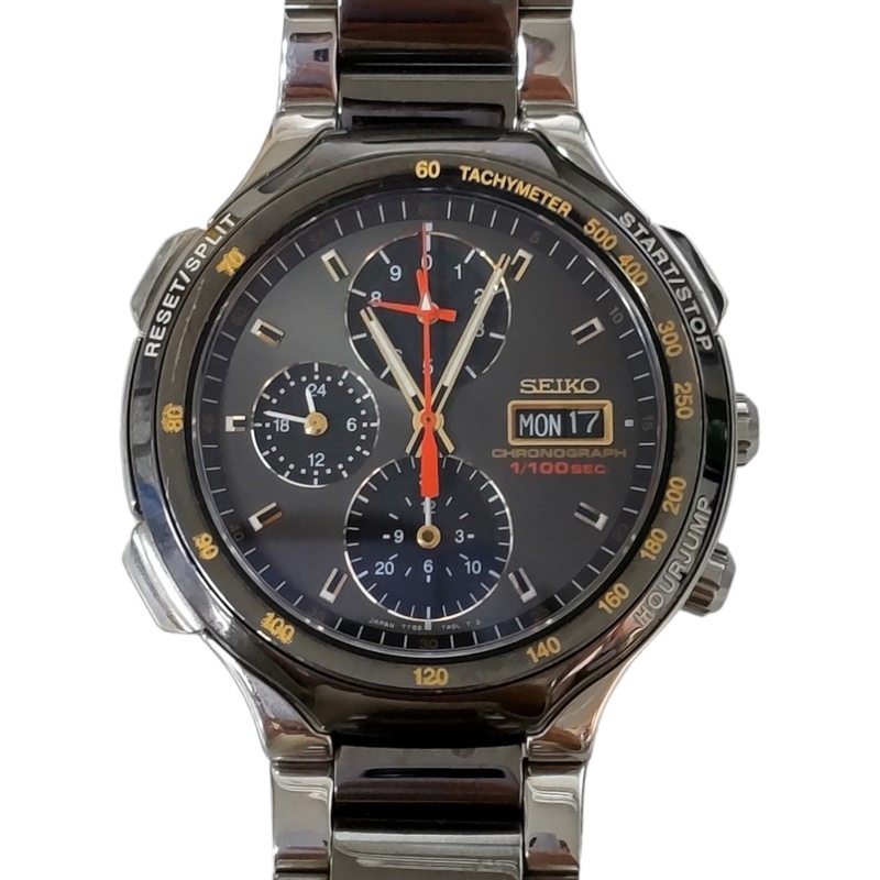 【中古品】SEIKO セイコー スピードマスター 7T59-7A00 クォーツ クロノグラフ 文字盤ブラック メンズ腕時計 本体のみ L63905RD
