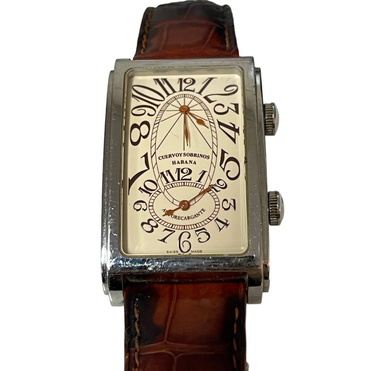 【中古品】CUERVO Y SOBRINOS クエルボイソブリノス 腕時計 プロミネンテ ダブルテンポ デュアルタイム Ref.1112-1C 自動巻 箱 L64673RE