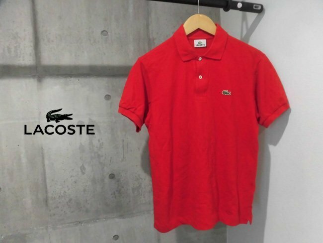 LACOSTE ラコステ 5191L ワニロゴワッペン 半袖 ポロシャツ 3/鹿の子シャツ/半袖シャツ/メンズ/赤 レッド