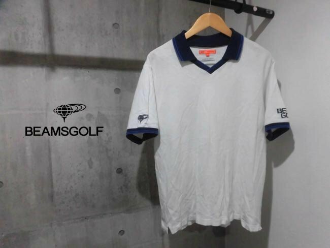BEAMS GOLF ビームス ゴルフ ORANGE LABEL ロゴ刺繍 スキッパー ポロシャツ XL/半袖シャツ/白 ホワイト/メンズ/日本製