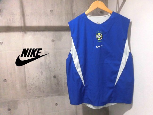 NIKE ナイキ サッカー ブラジル代表 ノースリーブ タンクトップ M/練習着 ユニフォーム シャツ/青 ブルー/メンズ
