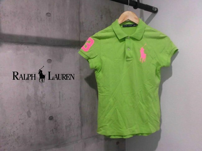 RALPH LAUREN ラルフローレン ビッグポニー刺繍 半袖 ポロシャツ S/半袖シャツ/カノコ/緑 グリーン/レディース