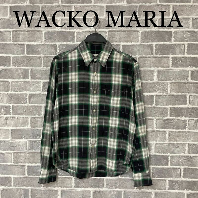 WACKO MARIA ワコマリア オンブレチェックシャツ S レーヨン チェーン刺繍