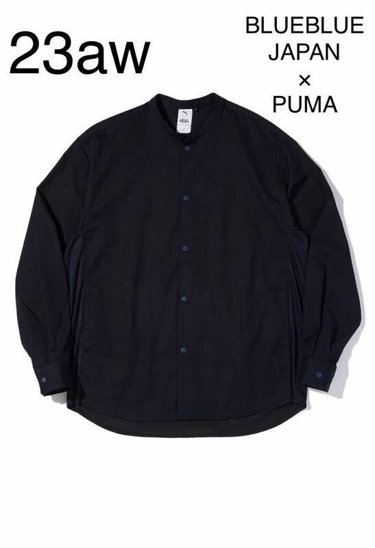 23aw BLUEBLUE JAPAN × PUMA ブルーブルージャパン プーマ サテン地 スタンドカラーシャツ L HRM