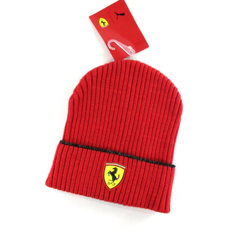 新品◆PUMA×Scuderia Ferrari◆フェラーリ レース ライダー ビーニー 頭回り57-60cm 赤◆プーマ ニット帽 モータースポーツ◆J1891c