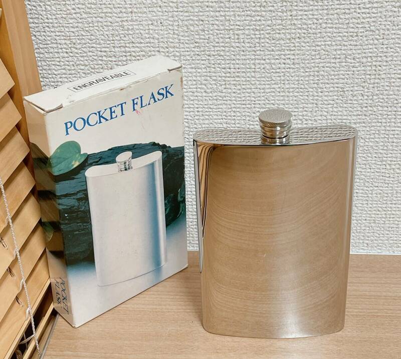 【POKET FLASK スキットル☆】 ENGRAVABLE/ウィスキー ボトル/外箱入/ステンレス/レトロ/A65-380