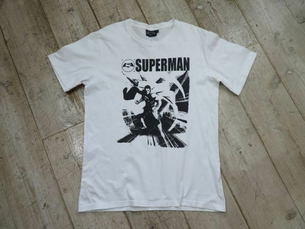 【古着】BATMAN V SUPERMAN/スーパーマン イラスト Tシャツ SIZE:L 検索用⇒ アメカジ/おしゃれ/かわいい/映画/シネマ/白ボディ/E0505