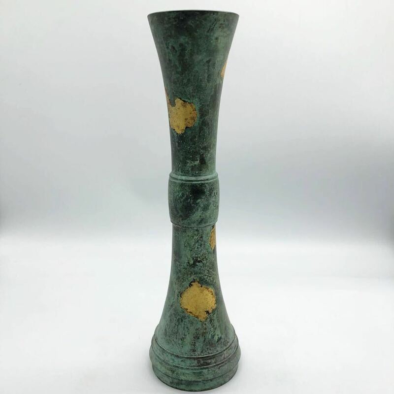200510古銅 在銘 花入 花器 時代物 骨董 青花瓶中國古代戦国時代 置物 