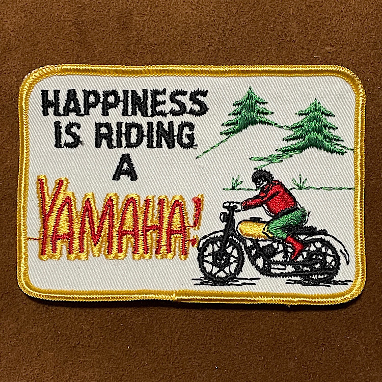 70s YAMAHA ヴィンテージ ワッペン 当時物本物 ヤマハモトクロス 国産旧車 ビンテージ 刺繍パッチ デッドストック HAPPINESS IS RIDING A