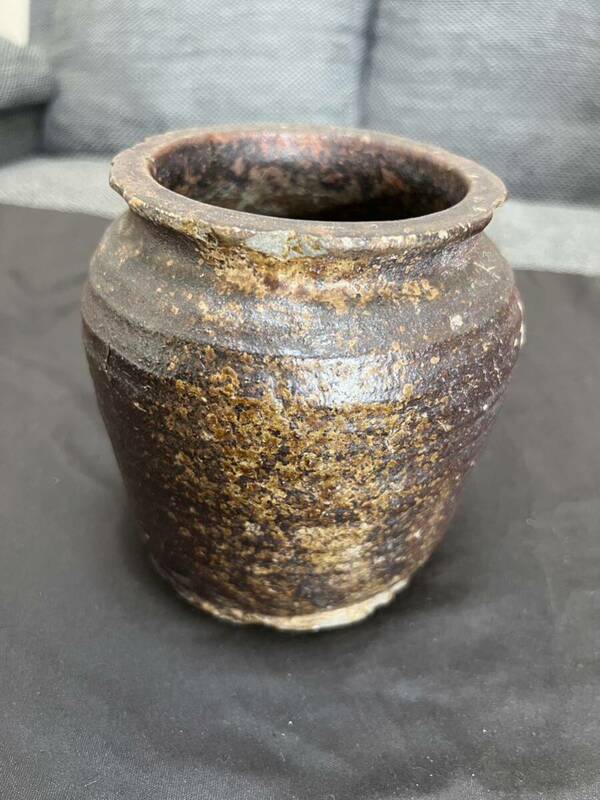 備前焼 ？ 壺 花瓶 時代物 花器 陶器 古い壺 骨董 アンティーク 割れ有 箱付き