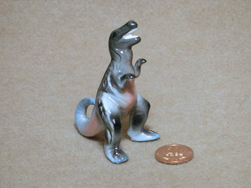 昭和30年代の陶器ミニ置物　恐竜(アロサウルス)　デッドストック品　送料220円～　　　