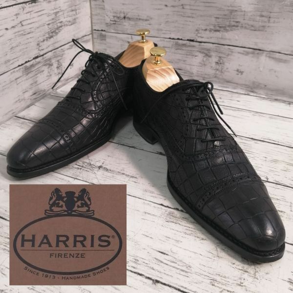 8r11 HARRIS 革靴 41 ハリス 25.5cm ドレスシューズ クロコ ビジネス 型押し レザー ブランド メンズ