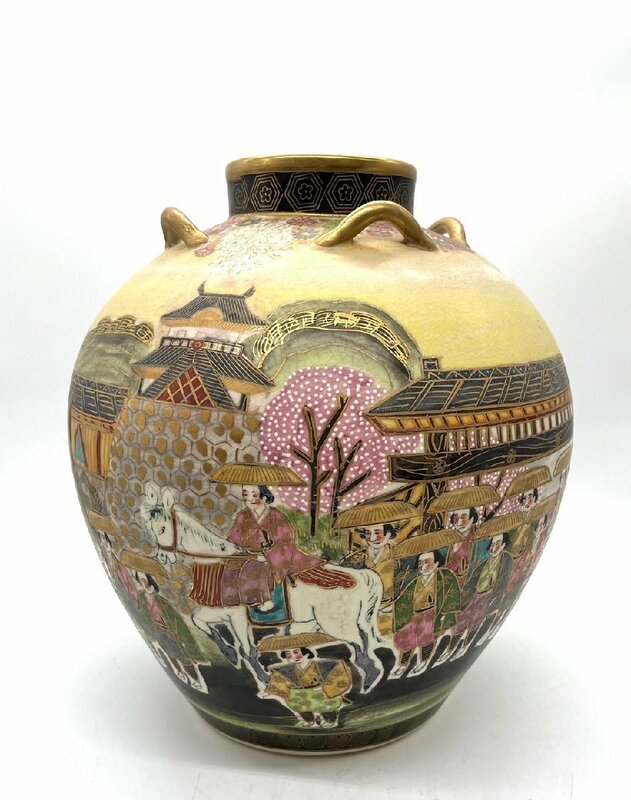 ●湖東焼 湖東 壺 花瓶 花入 金彩 骨董品 飾り