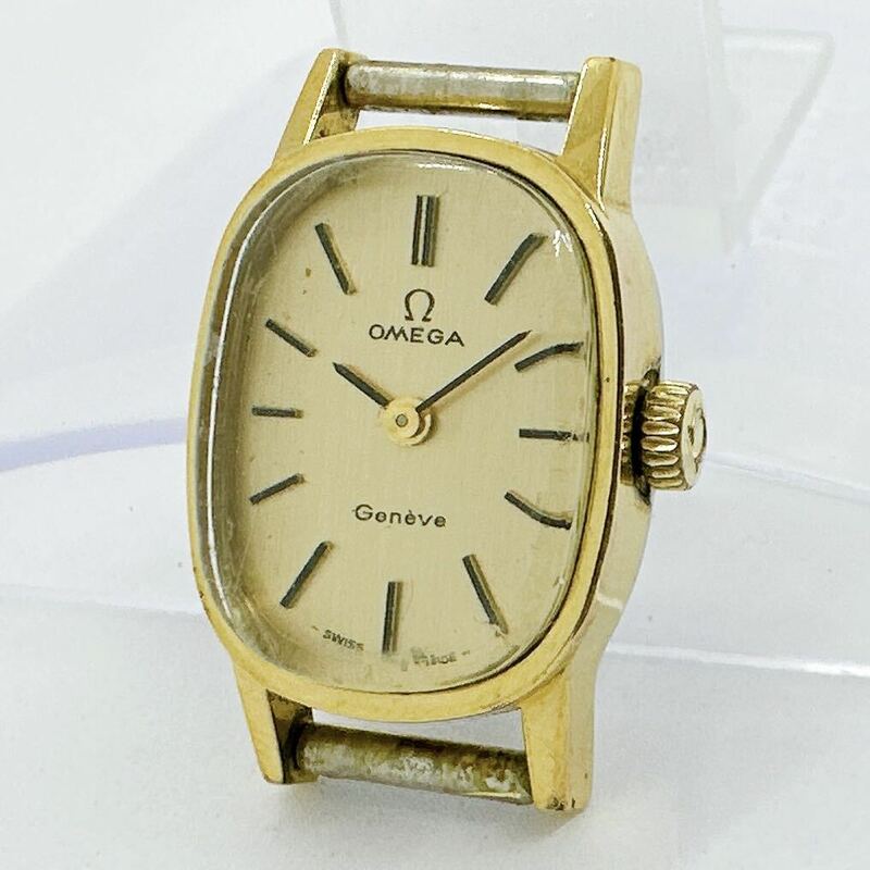 05100 オメガ OMEGA 稼働品 ジュネーブ Geneve レディース 腕時計 手巻き ゴールドカラー アンティーク ヴィンテージ