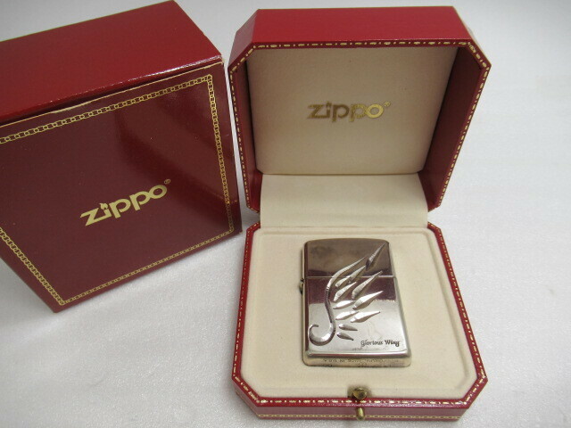 Zippo ジッポ ライター Glorious Wing 2005年製 シルバーカラー 箱付 USED 現状品