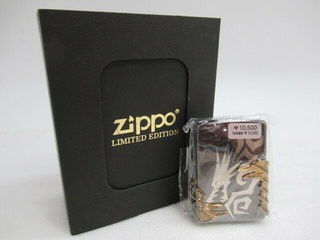 未使用品 Zippo ジッポ ライター リミテッドエディション Dragon Tribal 2005年製 ブラック×ゴールドカラー 箱付