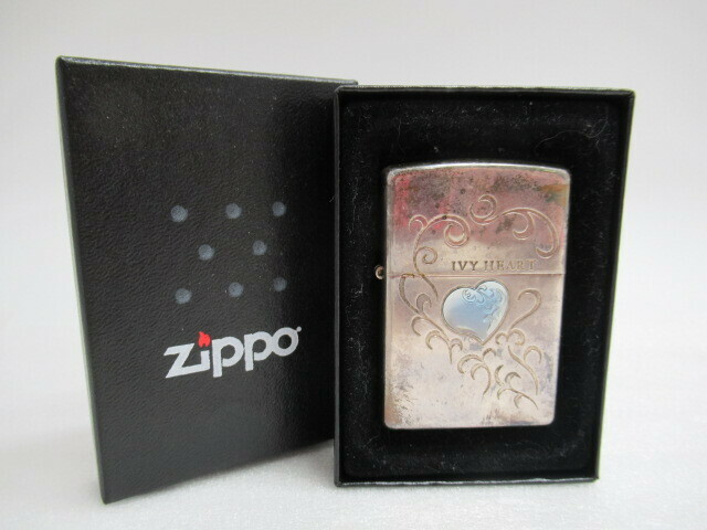 Zippo ジッポ ライター IVY HEART 2005年製 シルバーカラー 箱付 USED 現状品