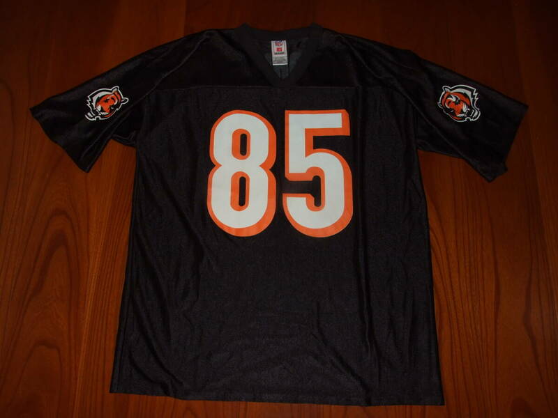 NFL/フットボールジャージ*ブラック×オレンジ*size XL*オールド古着:アメカジトラックナンバリングTシャツ