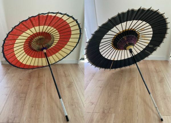 10338Y 番傘 2点 蛇の目傘 和傘 和装小物 日本舞踊 小道具 時代劇 伝統工芸