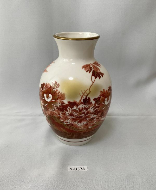 80334Y 花瓶 花器 壺 / 検索：九谷焼 花紋 伝統工芸 花入 花立 茶道具 華道具 オブジェ 置物