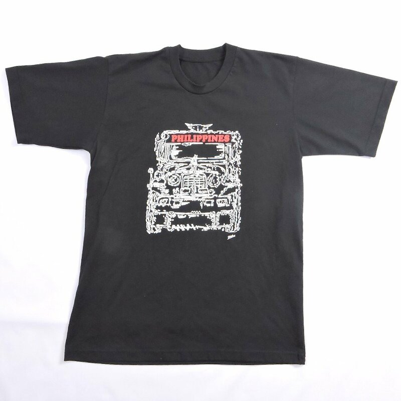 【限定クーポン配布中】☆USED☆ PHILIPPINES フィリピン ジープニー Tシャツ ブラック 半袖トップス Lサイズ