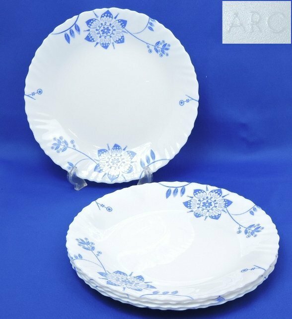 【長期保管品】洋食器 アルク プレート 大皿 5枚セット 25cm ホワイト ブルー フランス