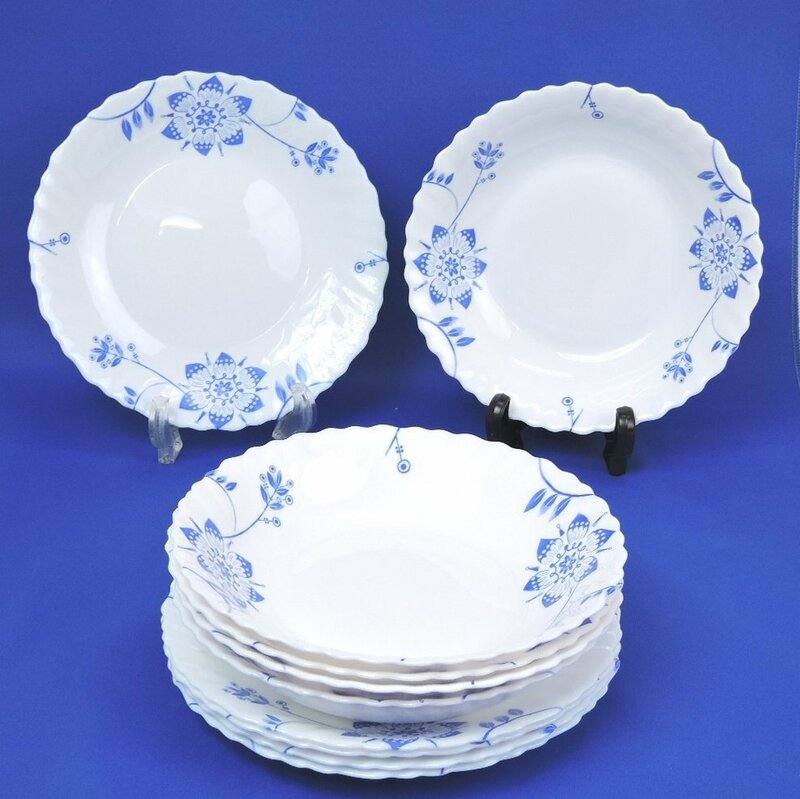 【長期保管品】洋食器 アルク パスタプレート ライスプレート 各5枚セット 中皿 深皿 ホワイト ブルー フランス