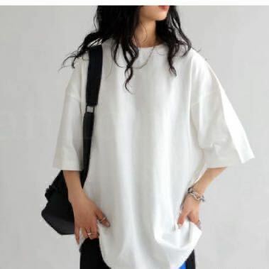 ■新品タグ付き・アンティカantiqua・シンプルで着回し力抜群！永久定番の大人気バスクTシャツ・ホワイト LXL