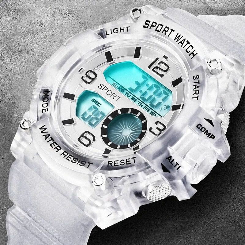 新品 SPROT WATCH デジタルウォッチ ビックフェイス メンズ腕時計 クリアー