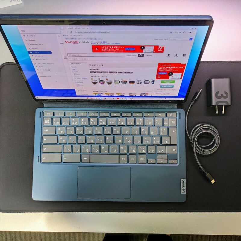 【使用少美品】Lenovo IdeaPad Duet 560 Chromebook 82QS001UJP アビスブルー 純正ペンあり /ブルーライトカットフィルム