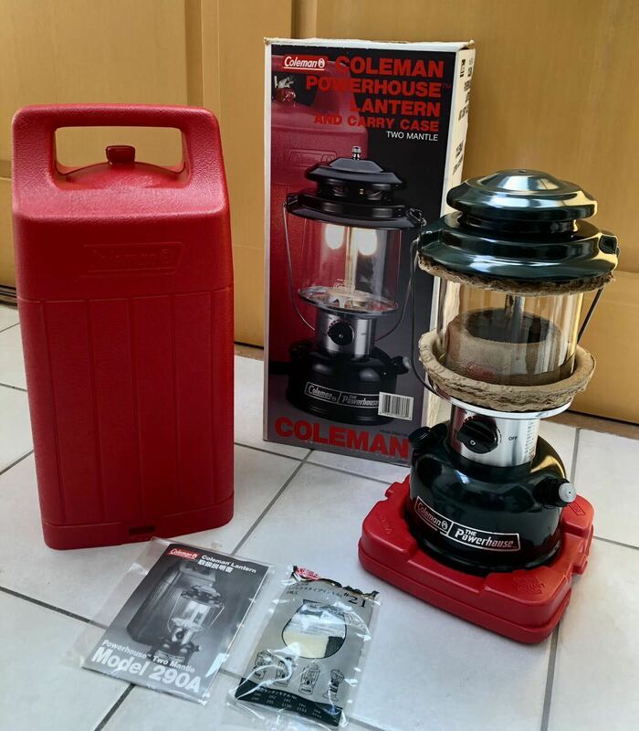 Coleman PowerHouse Lantern Model290A740J コールマン パワーハウス ガソリン ランタン ツーマントル キャリーケース 赤 取扱説明書 箱付