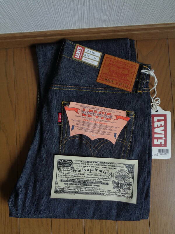 新品 デッド LEVI'S リーバイスＳ501XX 大戦 モデル ペンキステッチ リジット 生デニム 20年製 ☆ ホワイトオーク USA製 