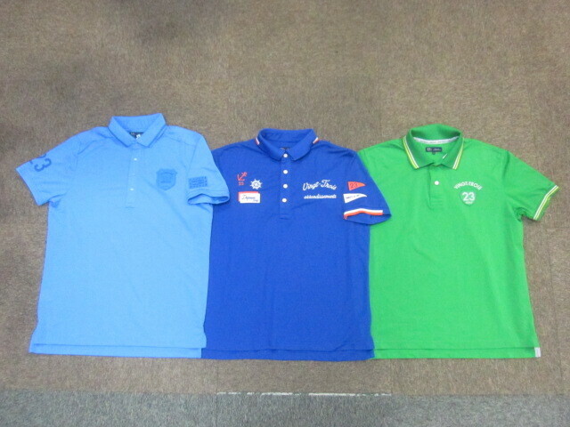 23区GOLF　２３区ゴルフ　ポロシャツ　メンズLL XL 3枚セット 半袖シャツ ゴルフウエア ゴルフシャツ スポーツシャツ 青緑 半袖ウエア05040