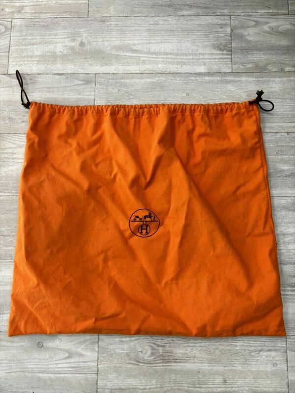 エルメス HERMES 布袋 保存袋 巾着袋 オレンジ 巾着 旧型 バッグ用 特大 美品 57cm×53cm ガーデンパーティ バーキン ケリー