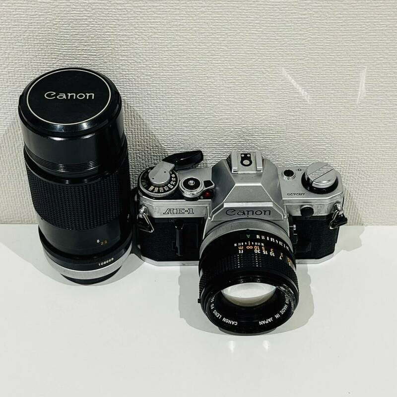 【AMT-10909】Canonカメラ レンズセット AE-1LENS FD 50㎜ F1:1.4 S.S.C. キヤノン 一眼レフカメラ LENS FD 200㎜ 1:4 S.S.C. 動作未確認