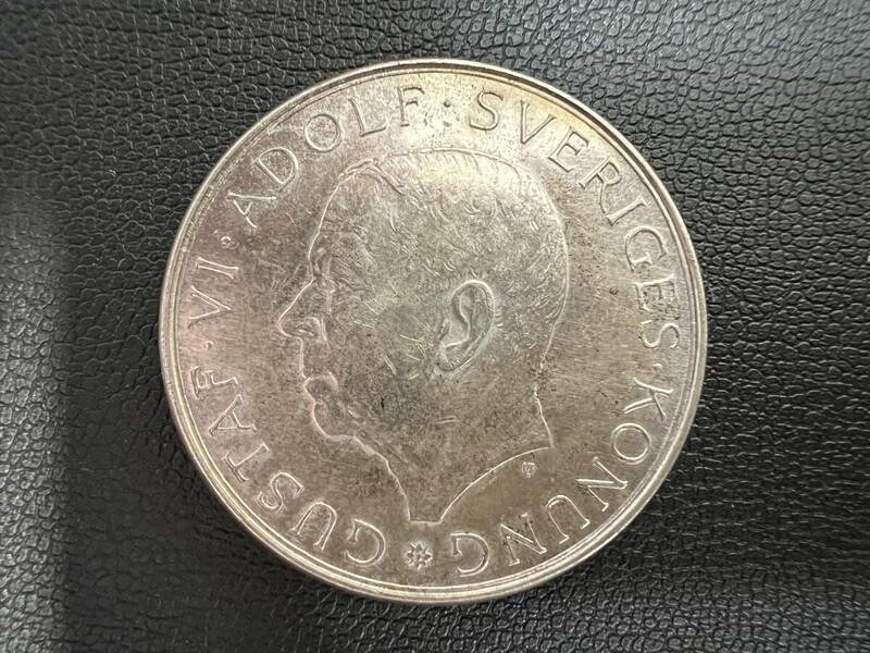 スウェーデン王国 グスタフ6世アドルフ生誕90周年記念 10クローナ 銀貨 1972年【5453-7】