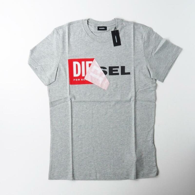 新品 DIESEL T DIEGO QA 新旧 ブランド ロゴ 半袖 クルーネック メンズ ユニセックス Tシャツ グレー L