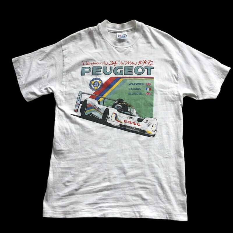 送料370円　90s ビンテージ　プジョー 905 カー ルマン PEUGEOT 24h Vainqueur des 24h du Mans 1992 Tシャツ