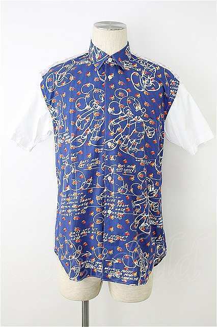 COMME des GARCONS SHIRT / ミッキーコラボ半袖シャツ 【中古】 20-09-13-012-1-BL-CD-OD-ZH